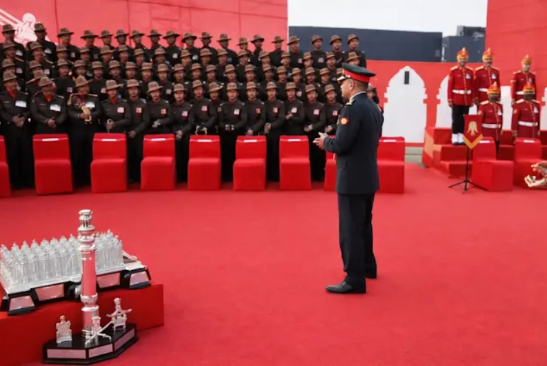 Army Chief General Upendra Dwivedi dancing with Assam Regiment soldiers